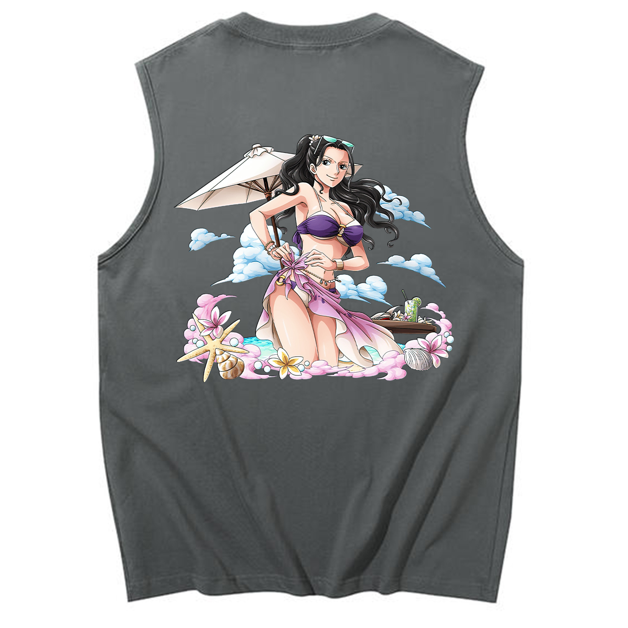 ワンピース ニコ・ロビン ONE PIECE Nico Robin コットン100％タンクトップ（背面プリント）